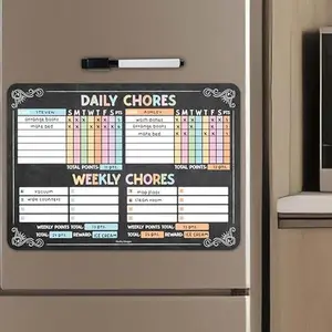 Multiple Kids Chore Chart | Magnetic | Charts & Posters Dry Erase Pastel Weekly Planner Household Cleaning Planner