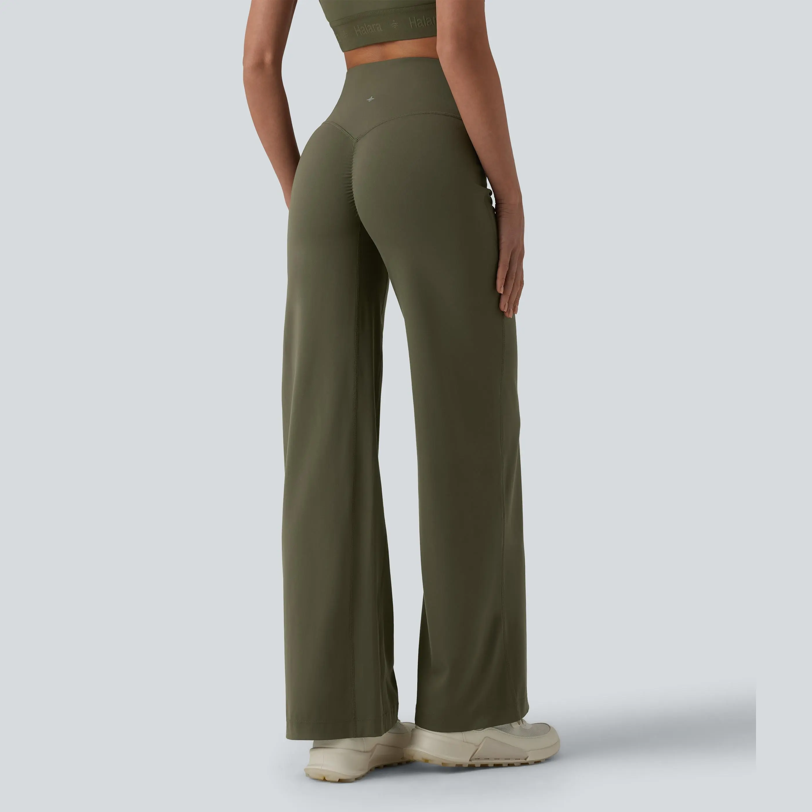 【Creator’s Pick】Halara SoftlyZero High Waisted Tummy Control Straight Leg Ruched Yoga Pants-UPF50+