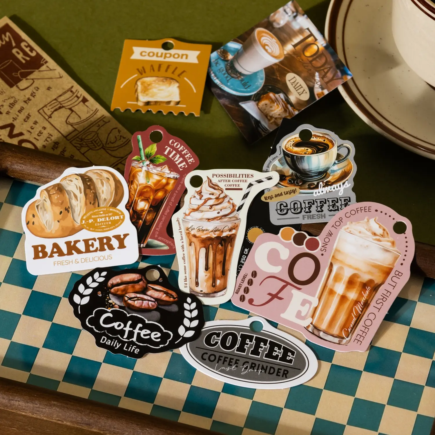 30 Sheets Coffee Theme Stickers, High-Quality Pet Material for Planners and Decorative Use, Versatile Stickers for Cafe Lovers