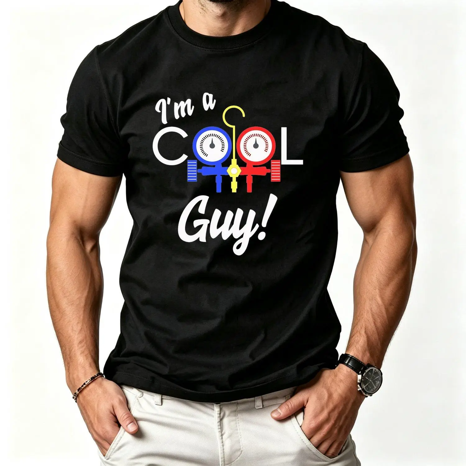 Cool Guy Air Conditioning Repair Technician Men Short Sleeves Sport T Shirt for Both Hot And Cold Weather Soft Breathable Comfort 2025 Summer Printed