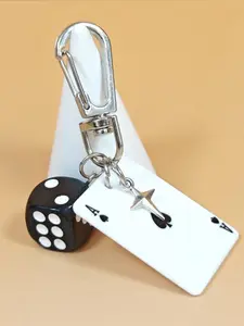 Acrylic Poker Chip Keychain with Star Pendant, Cartoon Number Theme Clock, Decorative Keychain for Bags Car Keys School Accessories