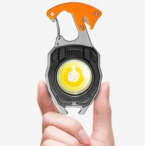 COB Keychain Work Light Flashlight Rechargeable Multifunction Portable Mini Flashlight with Screwdrivers, Bottle Opener for Fishing Cycling Hiking