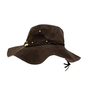 Brown Leather Floppy Hat