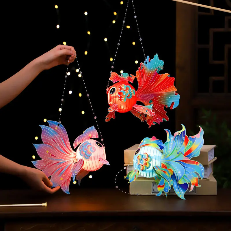 Chinese-Style Goldfish Lantern - Handheld Glowing Intangible Cultural Heritage Oriental Decor, Portable Hanging Light for Lunar New Year, Party, Holiday Gift (Festive & Home Supplies Accessory)