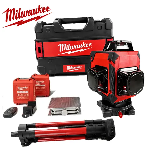Milwaukee 16-Line Green Laser Level Kit - 4D 360° Self-Leveling Construction Tool with Magnetic Base for Professional Contractors, Electrical Work Cordless project mount battery power wood frame lithium light