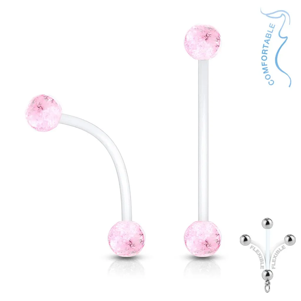 Pink Pregnancy Glitter Ball Belly Ring