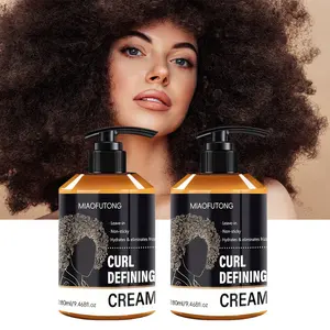 2 pieces of 280ml curly hair cream, Latin American curls, black perm, dirty braid styling, moisturizing styling cream containing Moroccan oil, long-lasting and elastic, suitable for wavy and curly hair, anti frizz care | Non stick formula