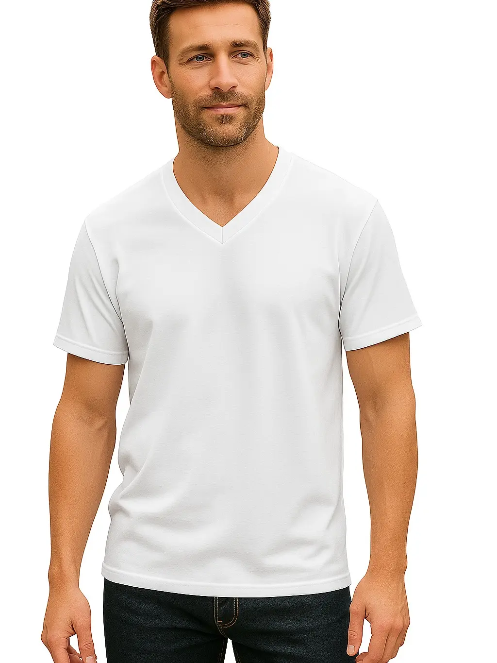 A1 Sports Wear Men's V-Neck White T-Shirt Classic Cotton Short Sleeve Undershirt Multipack Options 2 4 6 Pack for Everyday Wear