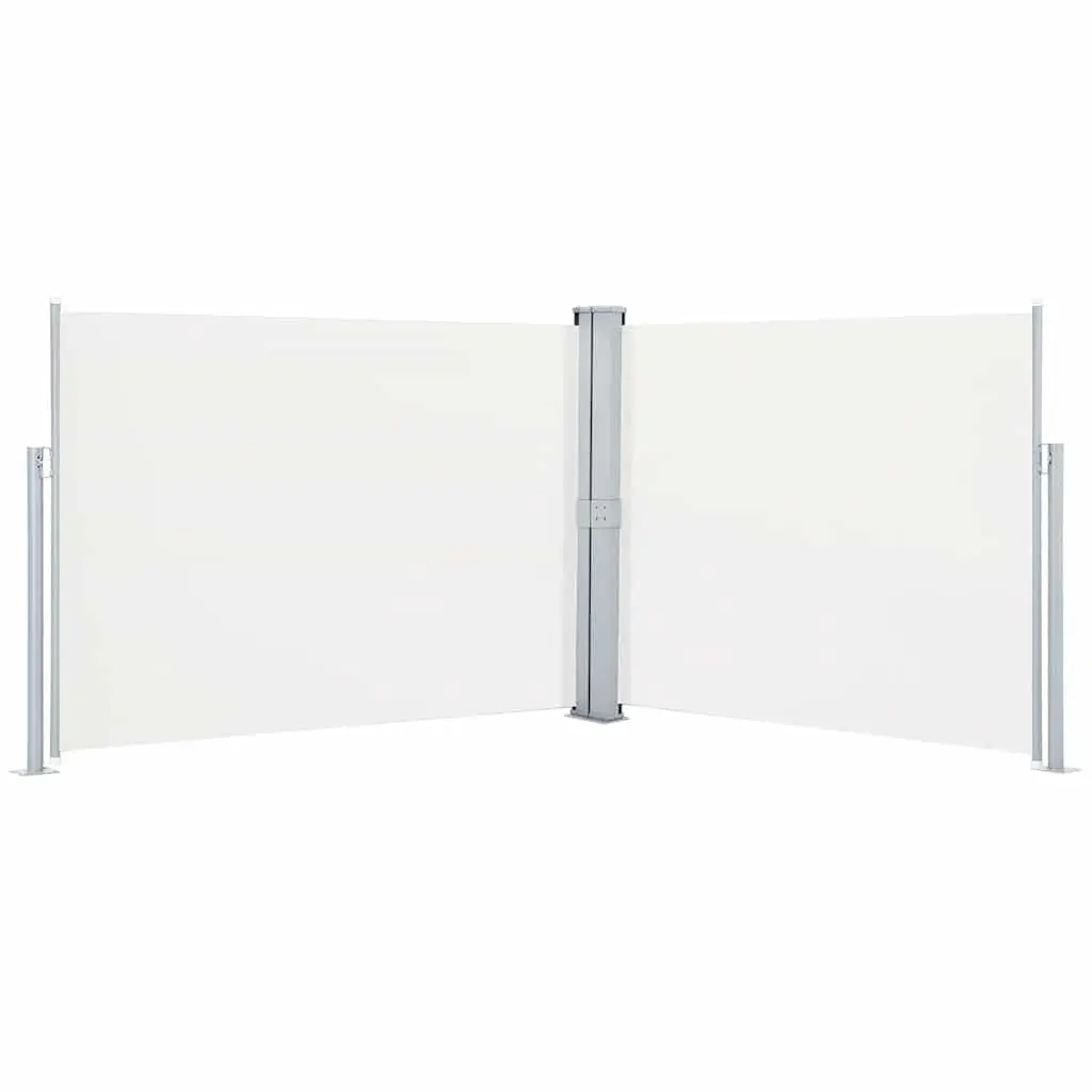 vidaXL Retractable Side Awning, Folding Privacy Screen with Double Side, Outdoor Divider Wall Patio Awning for Deck Porch Garden, Cream 55.1"x393.7 48485