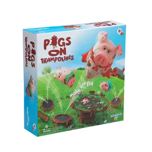 PlayMonster Pigs on Trampolines Board Games Multi-Player Preschool Toys Hand-Eye Coordination Game The Muddiest Pig Wins Ages 6+ Fun Family Game