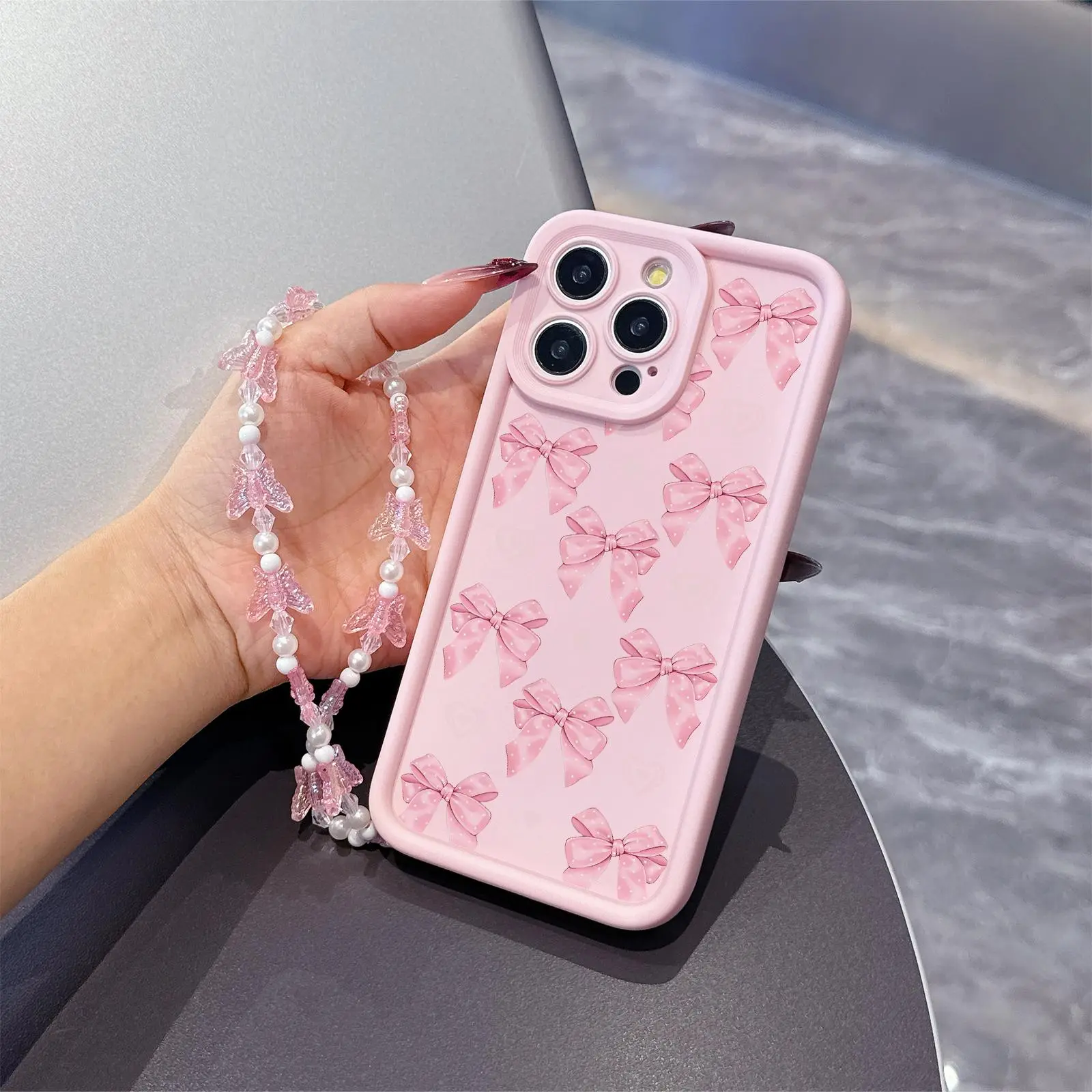 Butterfly Cellphone Lanyard and Tpu Protective Shockproof Case Set, Smartphone Casing with Protection, Features Heart Cutout and Bow Pattern for iPhone 6 to 16 Pro Max, Ideal Birthday Gift for Girls, Accessories