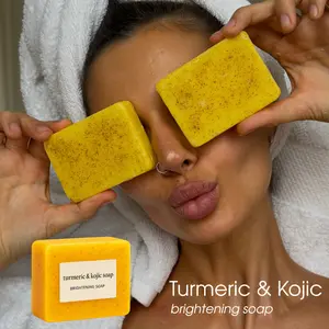 Turmeric and Kojic Acid Dark Spot Remover Soap Bar with Vitamin C, Retinol, Collagen & Hyaluronic Acid - Natural Turmeric Skin Brightening for Elbows, Intimate Areas & Underarms