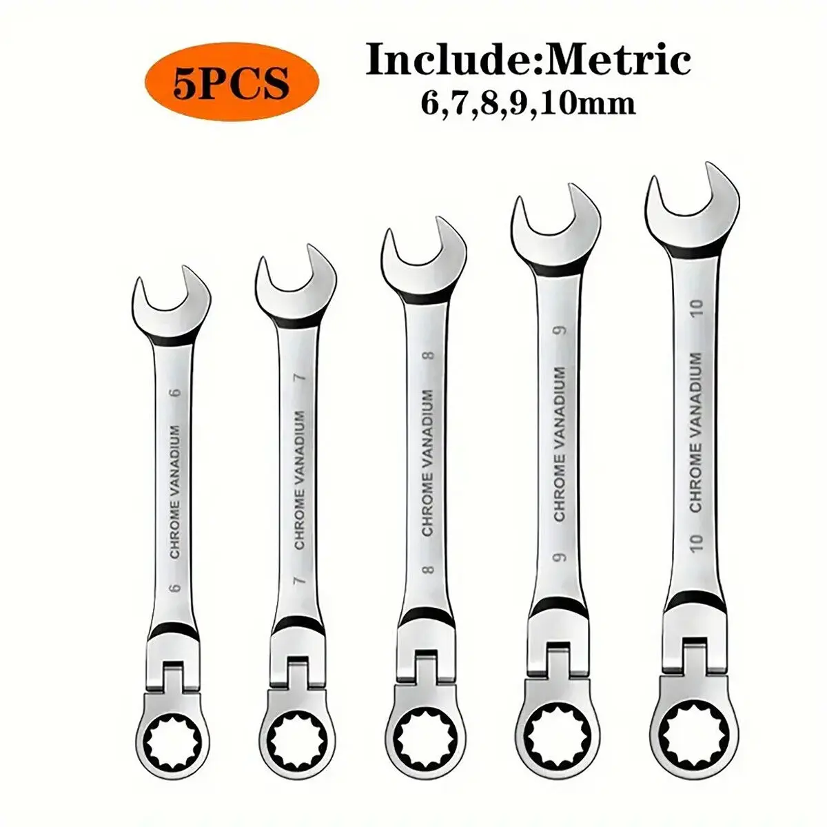 Ratchet Wrench Kit - Dynamic Ratchet Wrench, Cost Effective - For Automotive, DIY, Home Repair, 2-in-1 Wrench, Hardware Hand Tool Ratchet Kit with 72 Teeth, 180 Degree Flexible Head Design, For Cars and Bicycles（5pcs）