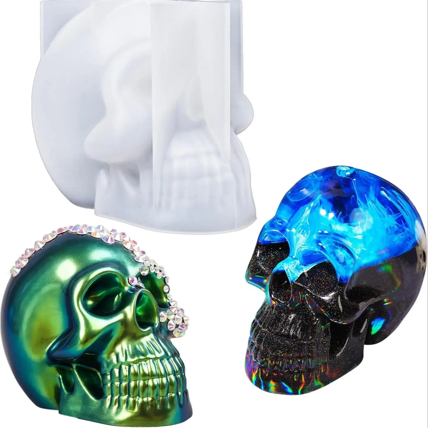3D Skull Shaped Silicone Mold, 1 Count DIY Candle Mold, Candle Making Mold, DIY Craft Supplies for Home Decoration