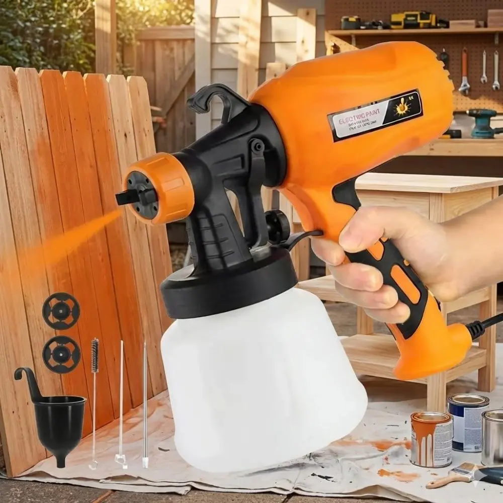 Industrial Cordless Paint Sprayer: 950ml Large Capacity, Dual Nozzles (1.8mm & 2.5mm), 3-Spray Patterns (Fine, Line, Fan). Quick-Change & Easy Clean Design for Auto, Wood, Metal. Anti-Clog System for Smooth Professional Finish.