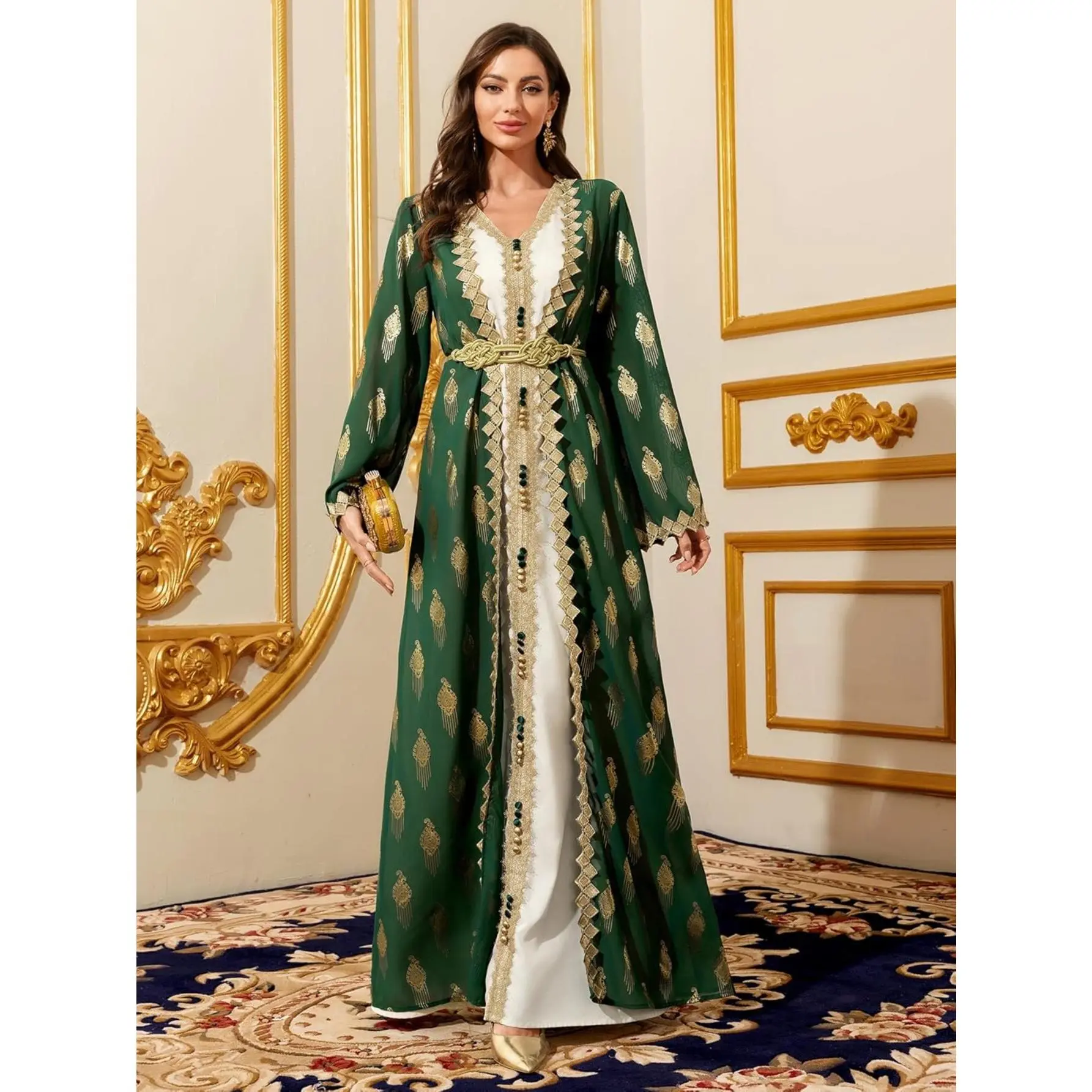 Women's Polyester Modest Long Maxi Dress - Classic Abaya Design for Casual Daily Wear, All Seasons, Xxl