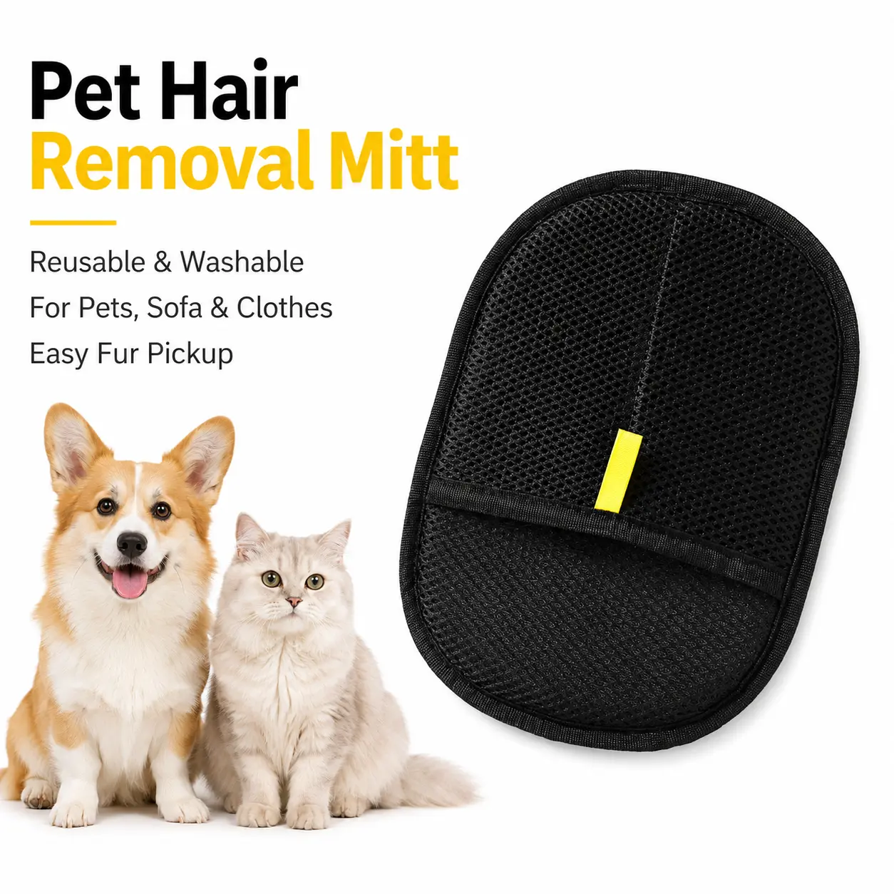 【BUY LARGE GET SMALL FREE】Pet Hair Removal Glove for Dogs and Cats, Reusable Static Fur Remover Mitt for Sofa, Clothes, Car Seats and Furniture