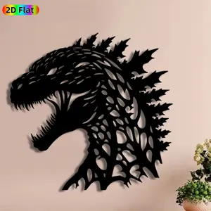 1pc Godzilla Metal Wall Art, Fierce Godzilla Statue Mural, Ideal Gift for Halloween, New Year, Monster Decor Enthusiasts, Weather-Resistant Metal Wall Decor Wall Sculptures, Perfect for Garage Wall & Garden Fence, Thrilling Decor for Godzilla Fans
