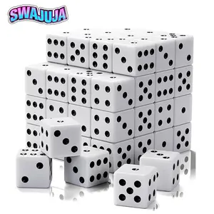 60 Pcs  standard dice, 16mm white opaque six-sided dice with black dots, Durable, suitable for dice games, group activities, board games, and classroom math