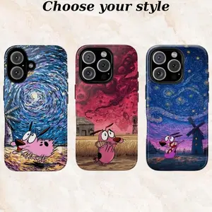 Courage the Cowardly Dog Phone Case, Cute Cartoon Dog Aesthetic Cover, Tough Shockproof Protective Case, Compatible with iPhone 11-17 Pro Max/Plus and Samsung Galaxy S23-25