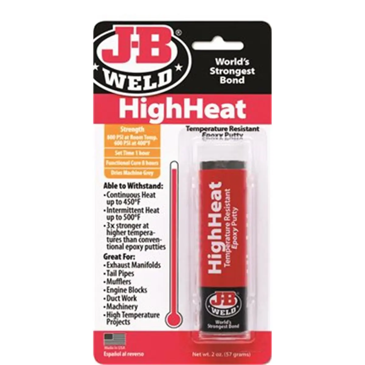 HardwareExpress 8297 J-B Weld High Heat Epoxy Putty- 2 oz., Automotive, Bond, Glue, Epoxy Resin