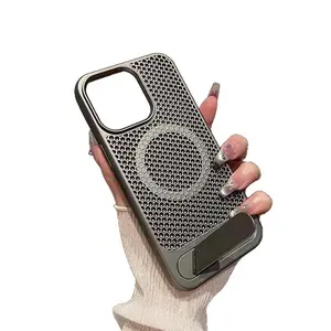 Magnetic Cooling Case for iPhone 11-17 Pro Max Plus | Honeycomb Mesh & Stand, Unique Fashion Glam Cellphone Smartphone Case