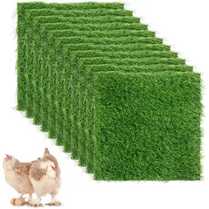 12Pack Chicken Nesting Pads, 12'x12' Nesting Box Pads Artificial Grass Washable Chicken Coop Bedding Laying Rug  Turf Mats Grass Carpet Garden Lawn for Hen & Small Pets (12PCS)