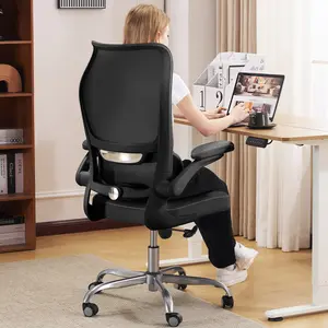 TRALT Ergonomic Office Chair - Desk Chair with Wave High Back Adjustable Lumbar Support Computer Chair - Gaming Chairs Mesh Backrest and PU Leather Seat for Home Reading Chairs to Adults