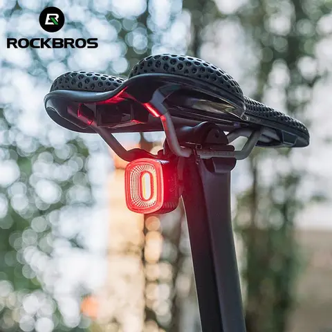 ROCKBROS Smart Bike Tail Light - 19g ABS+PC, High Visibility, COB LED, Automatic Brake Sensing, USB Rechargeable, IPX6 Waterproof, 260mAh Battery, 4 Light Modes, Seat Post/Saddle Reflector, Road Cycling Safety Accessory for Bikes