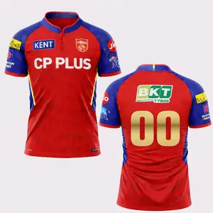 2026 IPL Cricket Jerseys – SHREYAS 96, ARSHDEEP 2, GAYLE 333, LIVINGSTONE 23 Red & Blue Shirts with CP PLUS, KENT, BKT Tyres, Gold Name & Number, Premium Sportswear for Fans open for sale!