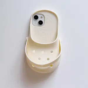 Creative Hole Shoe Design Phone Case, Cute Silicone Phone Protective Cover, Phone Casing Accessories Compatible with iPhone 11 12 13 14 15 Pro Max, Shockproof