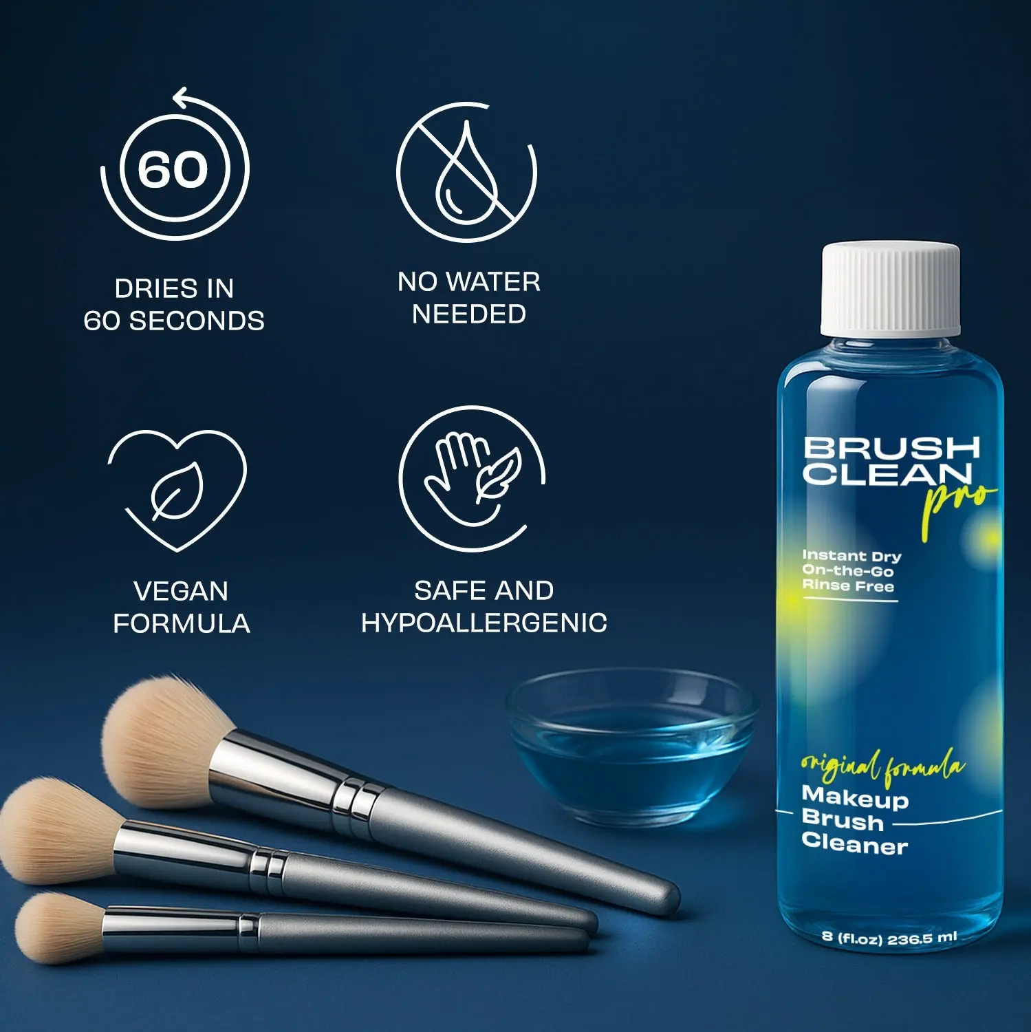 The Original Makeup Brush Cleaner, 8 oz - Flawless Bristle Cleaning, Easy Wipe Maintenance Tool for Beauty & Personal Care, Cleansing, Cosmetic, 8 Fl Oz, Fast Cleaning, Water-Free Wipe