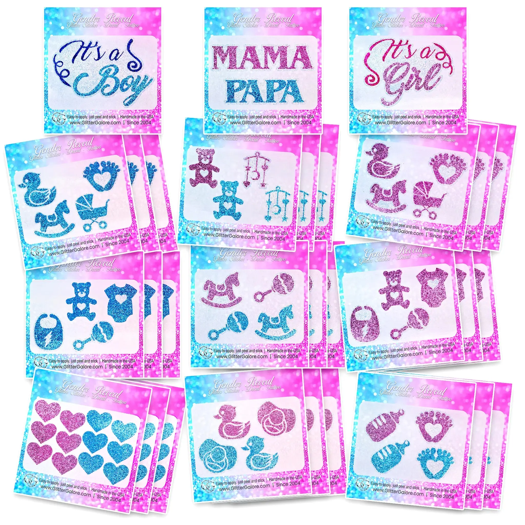 Baby Reveal, Baby Shower, Newborn Celebration Sticker Sets