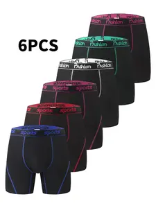 6-Pack Men's Boxer Briefs Multipack - Long Leg Snug Fit Underwear, Soft Seamless & Breathable Fabric for All-Day Comfort | Value Pack with Multi-Color Options, Sport, Sports Underwear