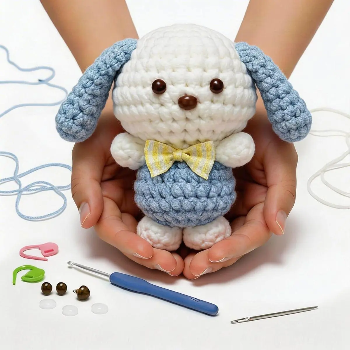 Crochet Kit for Beginners Adults - Complete DIY Amigurumi Puppy Dog Starter Set with Video Tutorial | Easy Learn to Crochet Kit with All Supplies | Craft Gift for Women Teens Girls