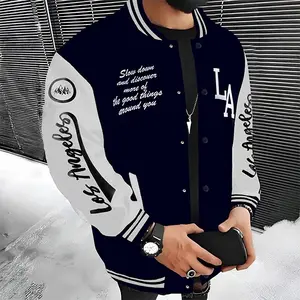 LA-Inspired Varsity Jacket for Men - "Slow Down" Graphic, Trendy Baseball Coat