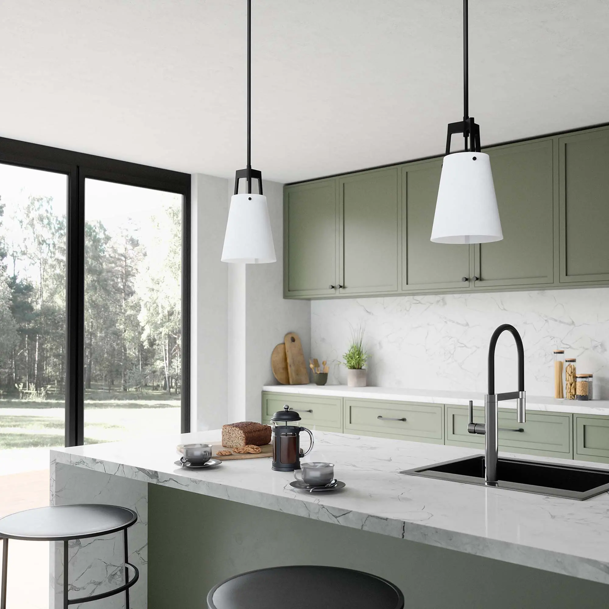 Modway Aspire Pendant Light in White Bronze