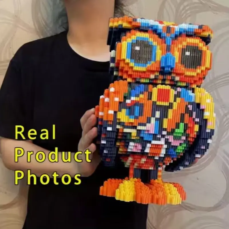 New Siberian Owl 3D Puzzle Building Blocks, DIY Construction Puzzle, Creative Decoration for Room, Birthday Halloween Valentine Christmas New Year Gift