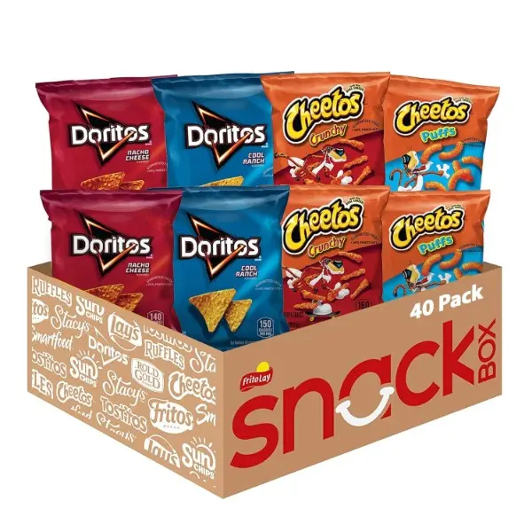 Frito Lay Crunchy Cheese Chip Halal Certified Multipack - Doritos&Cheetos Mix, 40 Bags Crispy Snack Assortment, Contains Milk