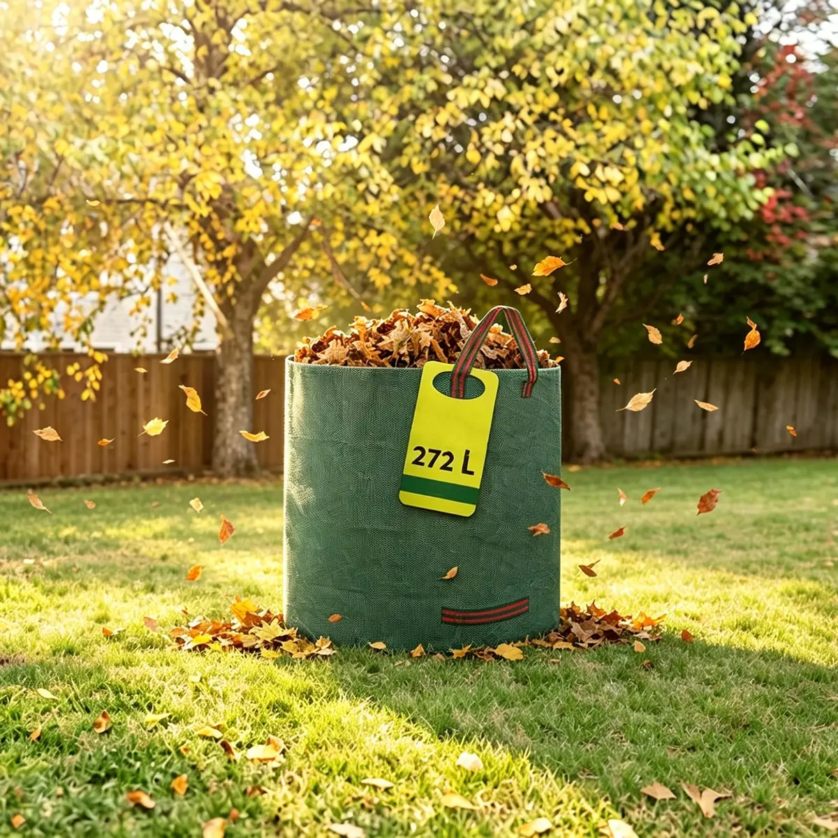 72 Gallon Garden Trash Bags, Reusable, Foldable Industrial Fabric, with Handles, for Gardening, Collecting Grass Clippings, Garden Cleaning Tools