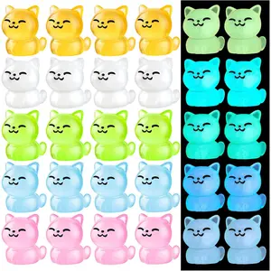 HFAYDZSW Luminous Mini Resin Cat, Miniature Cat, 20Pcs Glow in The Dark Tiny Cats Ornament for Garden Landscape Aquarium Dollhouse Birthday Party Room Crafts Decor
