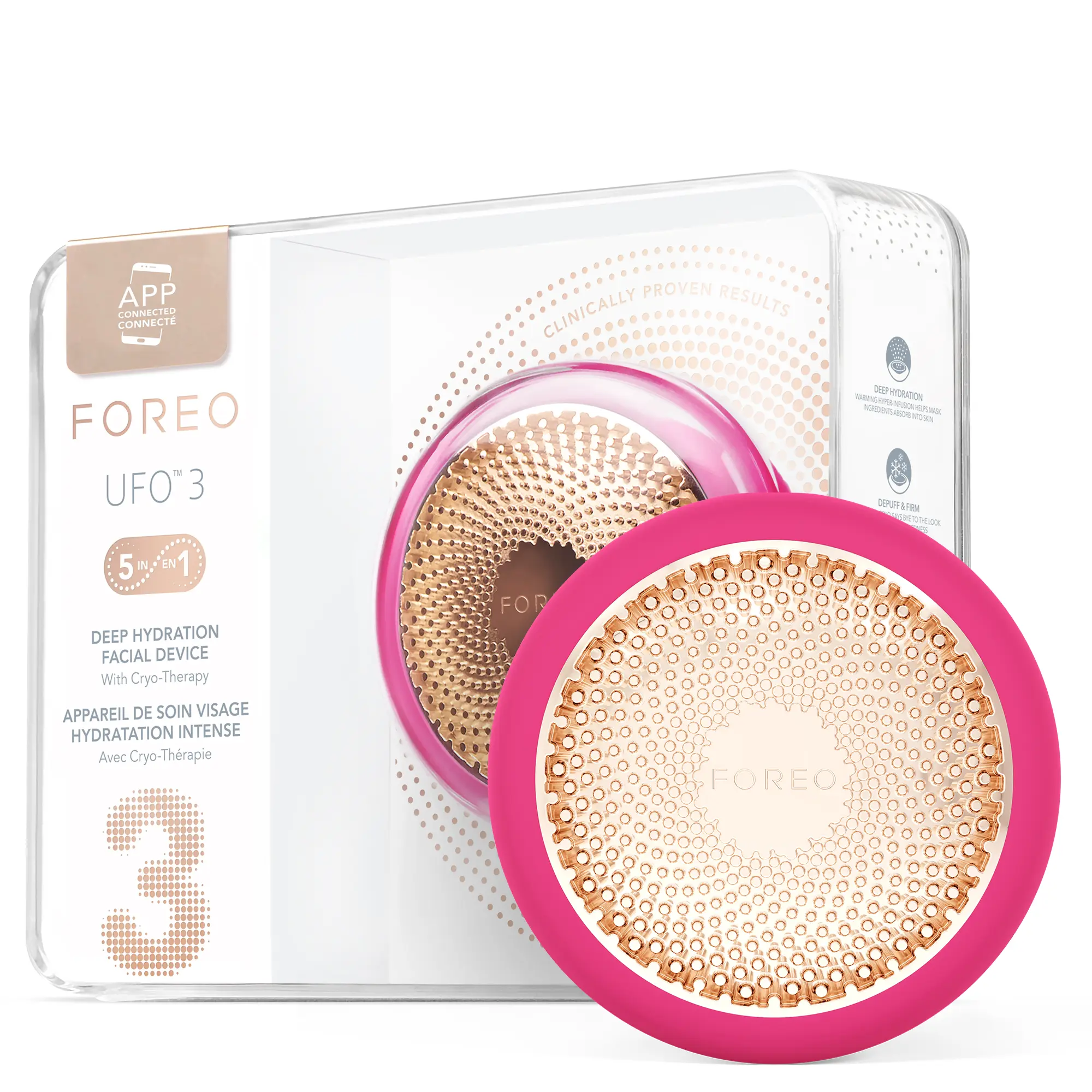 UFO 3 Deep Face Moisturiser - 5-in-1 Facial Spa - Red Light , Warming, Cooling, T-Sonic Face Massage, Anti Aging - Face Mask Skin Care
