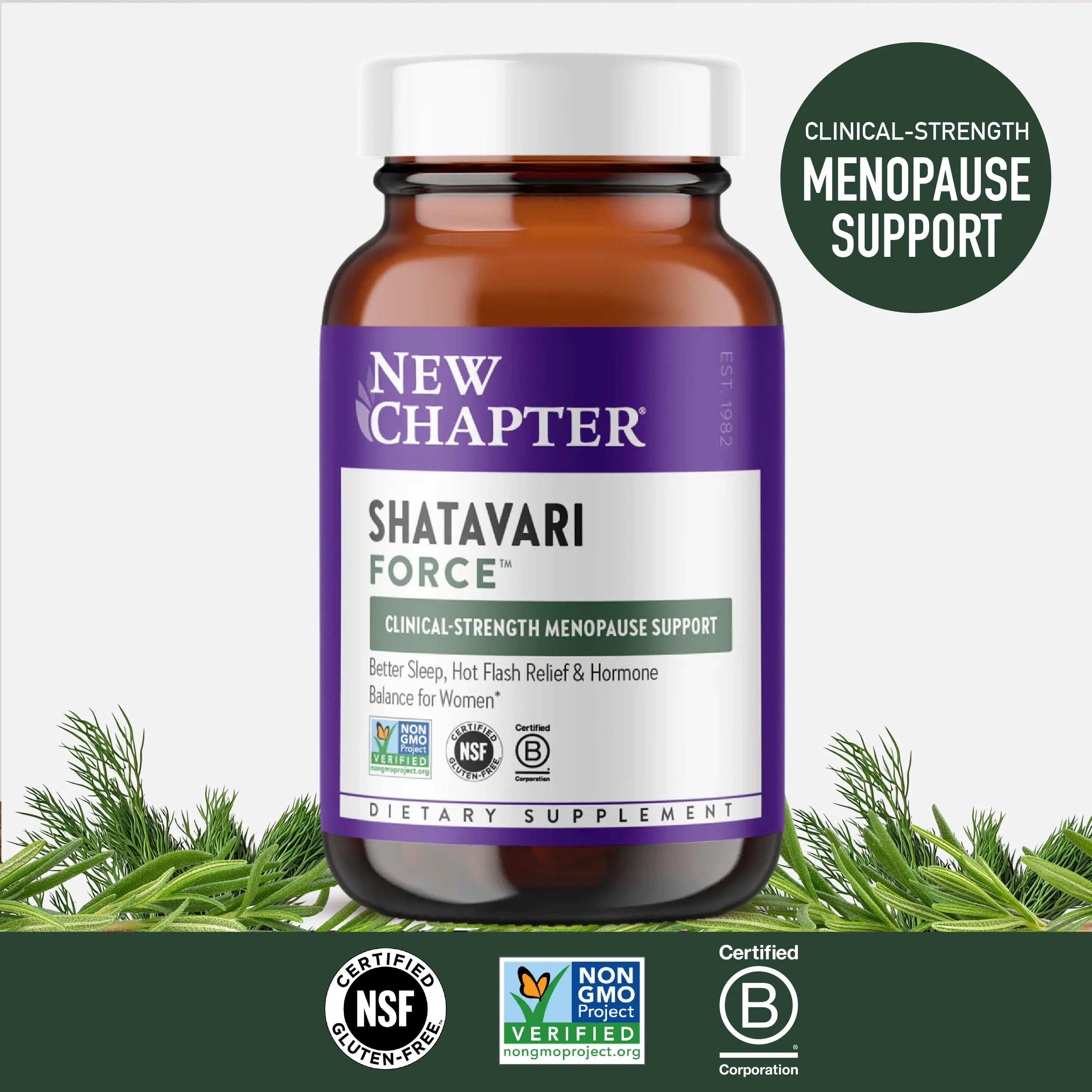 New Chapter Shatavari Force Clinical Strength Perimenopause, Menopause & Postmenopause Support, Reduces Hot Flashes + Hormone Balancing + Sleep & Stress Support 30 ct Woman Supplement