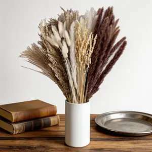 Small Space Decor: Compact Dried Pampas Grass Bouquet