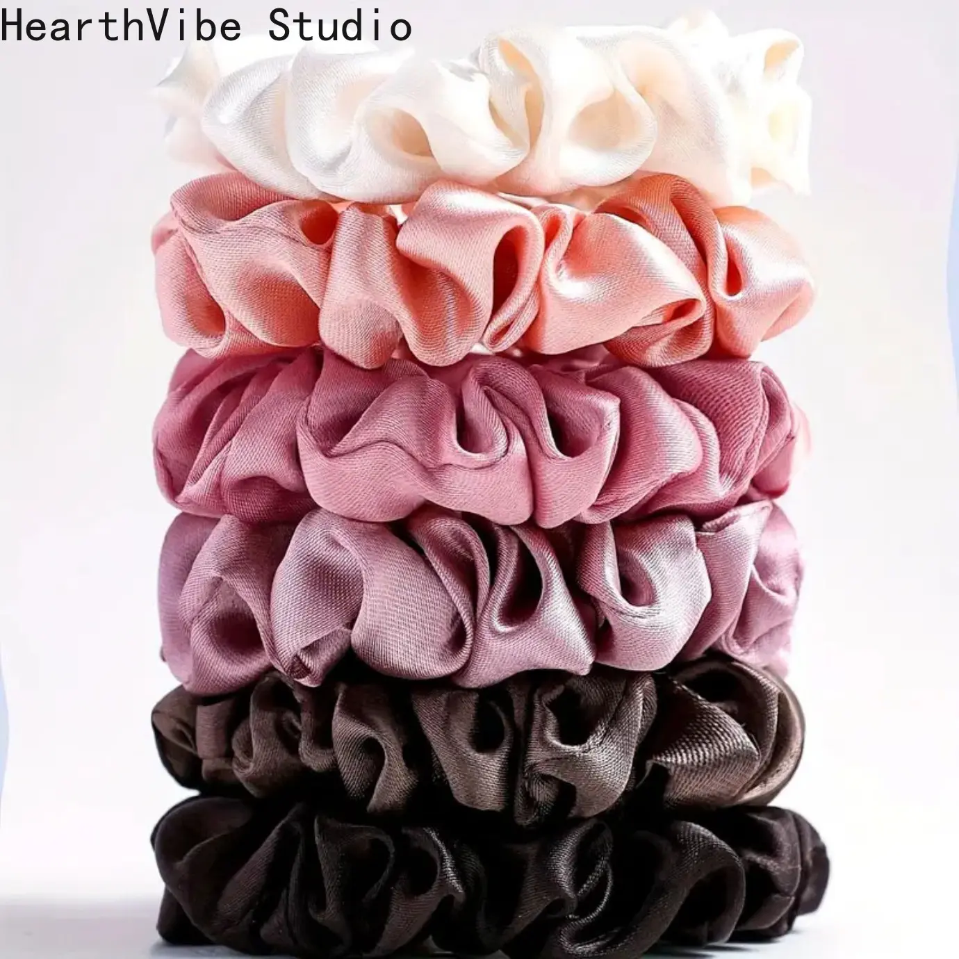 Unisex 6-Piece Warm-Toned Comfortable Satin Small Scrunchie Hair Ties Set, Sports & Outdoor Accessory for High-Low Ponytails, Buns