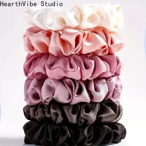 Unisex 6pcs Warm-Toned Comfortable Satin Small Hair Ties Scrunchie Set, Sports & Outdoor Accessory for High-Low Ponytails, Buns