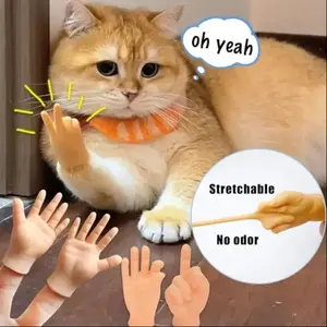 Cat Fun Toy Small Gloves Mini Hands For Cats Silicone Cat Massage Tools Pet Cat Toys Cat Accessories Finger Model Puppet Games