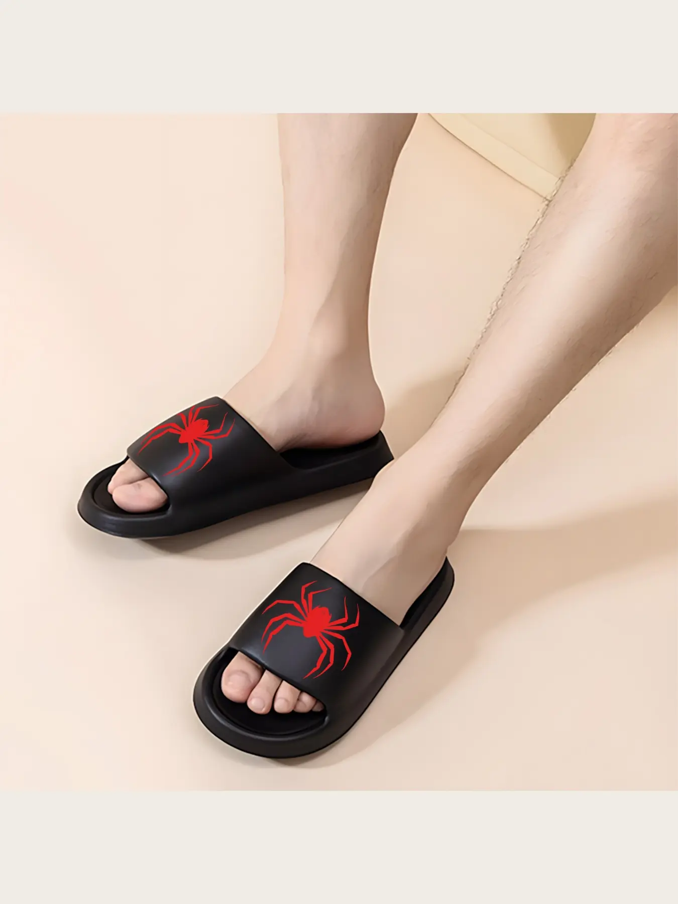 Halloween Spider Print Slippers Women Men Indoor Non-Slip Soft Sole Warm Plush Home Shoes Comfortable Casual House Slippers for Holiday Party Cosplay