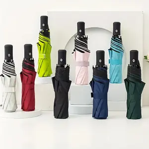 MEI QI LIN Wind-Resistant Automatic Umbrella - Compact And Foldable - Durable Umbrella with 8-Rib Strength, Elegant Design & Sturdy Handle for Traveling, Daily Commutes, Outdoor Events, Outdoor Umbrella, Fashionable Item, Robust Build