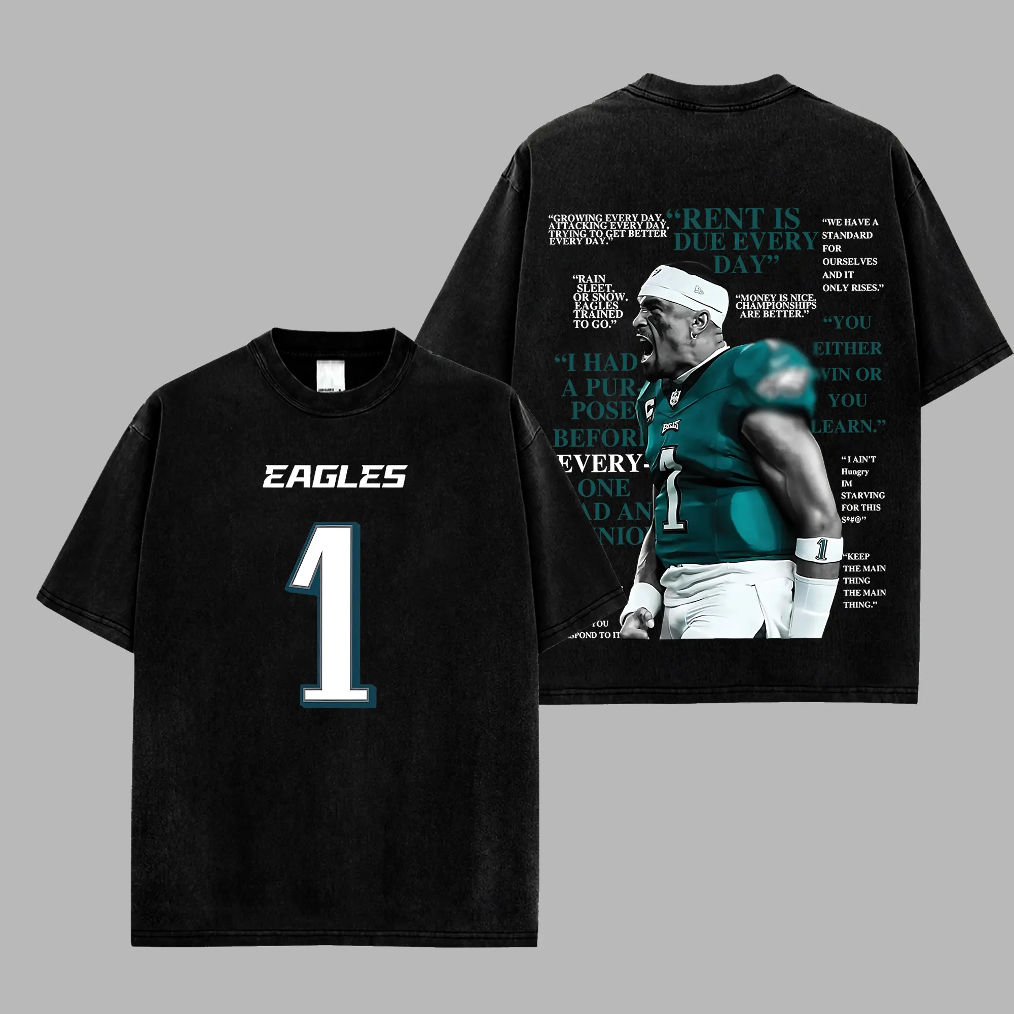 [RedZoneStyle] Jalen Hurts 1 Cinema Game Day Retro Unisex 100% Heavyweight Cotton T-Shirt – Hurts So Good Fans Shirt, Eagles Philly Football Shirt, Game Day Outfits, Gift For Football Fans